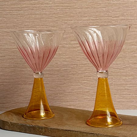 La Maison Pink & Orange Set of 2 Martini Glass
