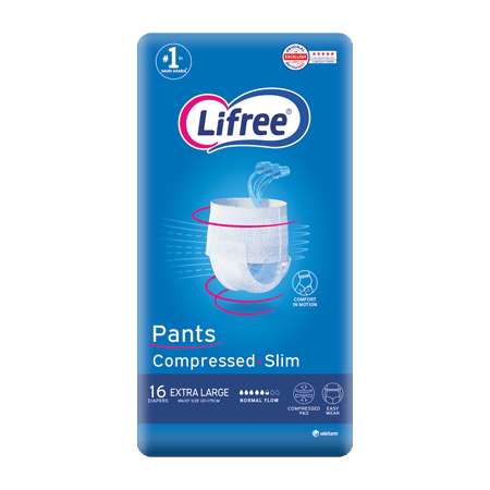 Lifree Slim Culotte Adult Diaper Pants, XL Size,Jumbo Pack,16 Pieces