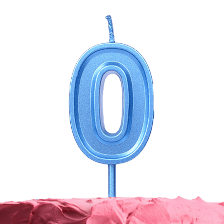 Cherry On Top Number Candle 0 Blue