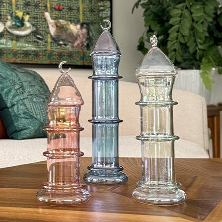 Ramadan Glass Minaret Accessorie Set 0F 3 (Pink,Blue,Green)