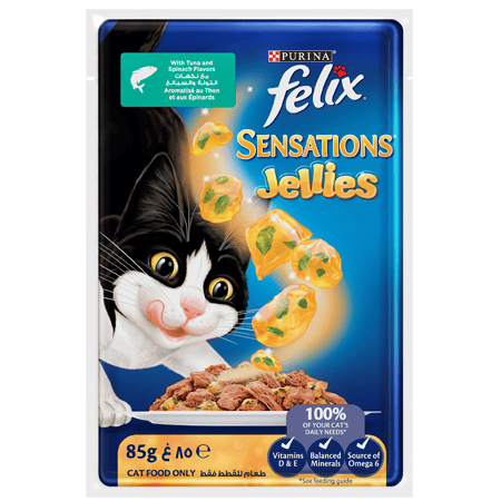 Felix Sensation with Tuna & Spinach in Jelly Pack (12x85g)