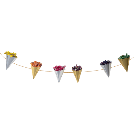 Candy Cones Banner ( 3 Gold Cones + 3 Silver Cones + Rope 2 M )