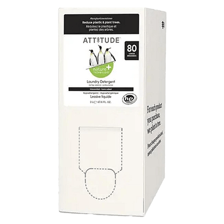 ATTITUDE Laundry Detergent, Unscented, 80 loads, 2L (Refill Pack)