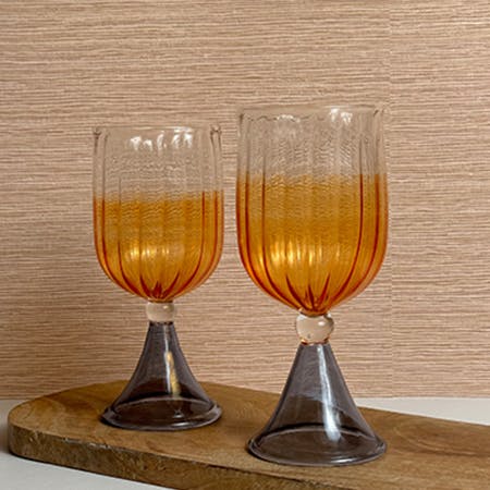La Maison Orange & Blue Set of 2 Juice Glass