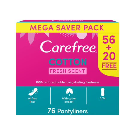 Carefree Sanitary Pads Cotton Fresh Scent 76 pads