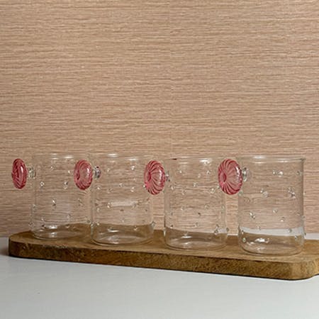 Dots Glass Pink Set of 4