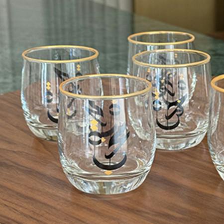 Huroof Arabi Set of 6 Water Glass