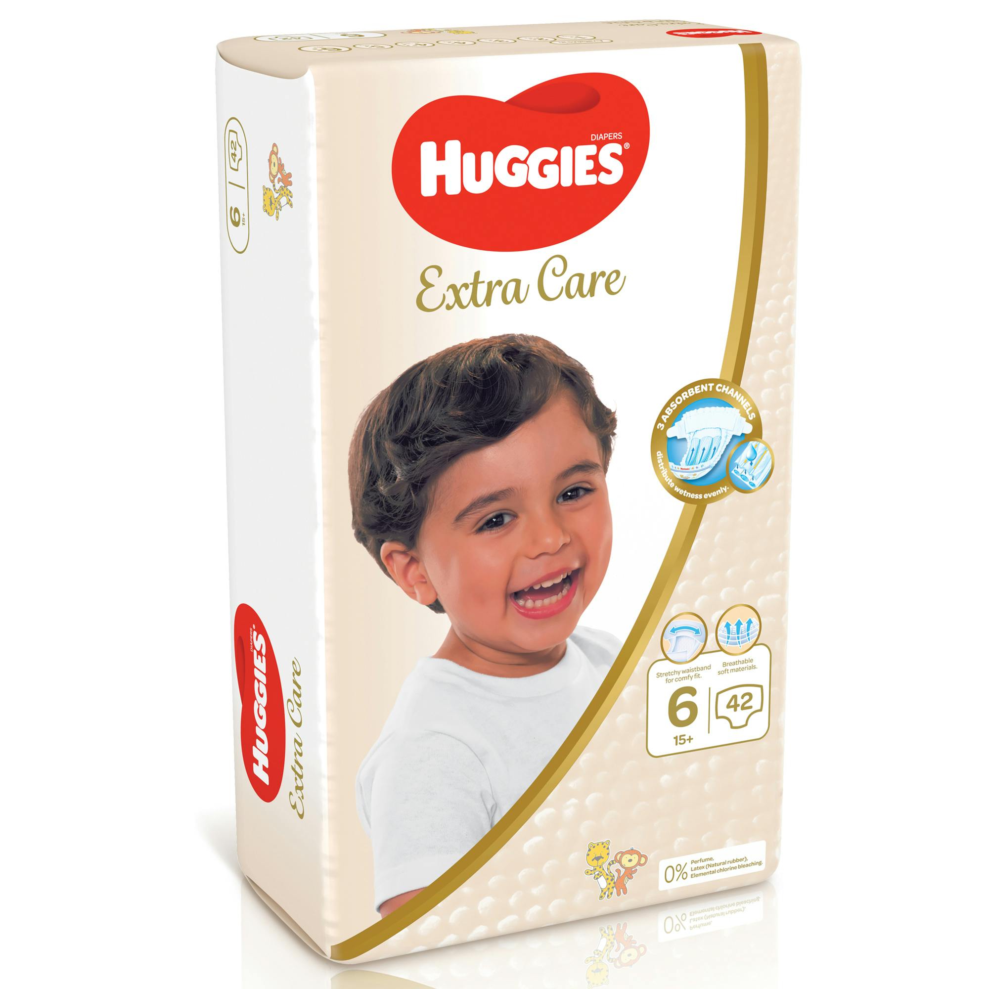 Huggies Extra Care, Size 6, 15+ kg, Jumbo Pack, 42 Diapers