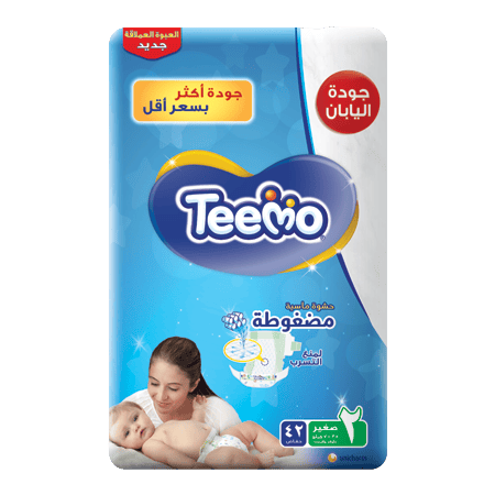 Teemo Baby Diapers, Size 2, Small, 3.5-7 kg, Jumbo Pack, 42 Diapers