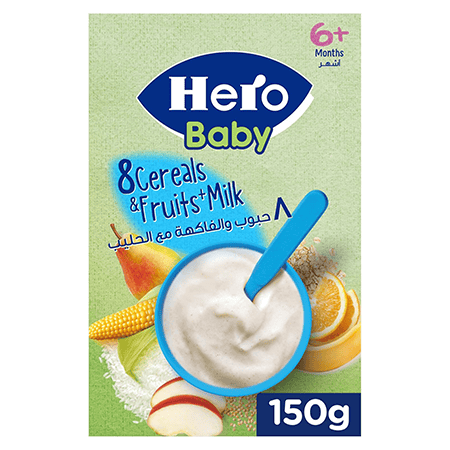Hero Baby 8 Cereals & Fruits + Milk, 150g