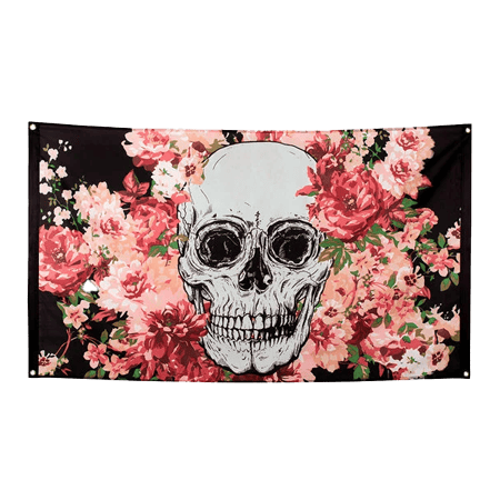 Banner of a skeleton with flowers 90X150Cm