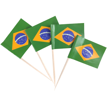 Brazil Flag Food Picks 25 Pcs