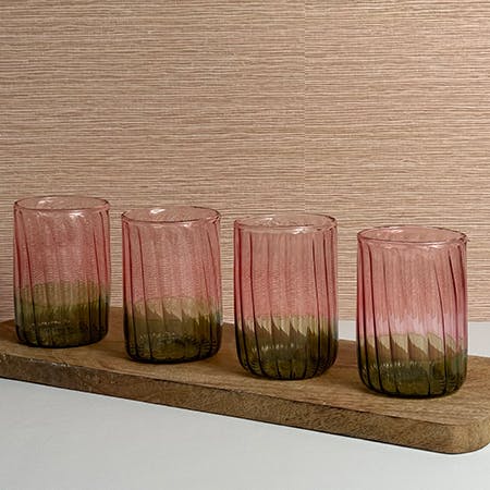 La Maison Pink & Green Set of 4 Water Glass