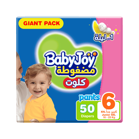 BabyJoy Compressed Culotte Pants Diaper, Size 6, Junior XXL, 16-23 Kg, Giant Pack, 50 Diapers