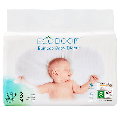 Eco Boom Diapers Baby Bamboo Viscose Diapers Eco-Friendly Natural Soft Disposable Nappies For Infan Size 3 M Suitable For 6-10 Kg 32 Count