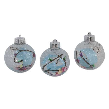 Winter Tree Decoration 8Cm - Blue 3 PCs 