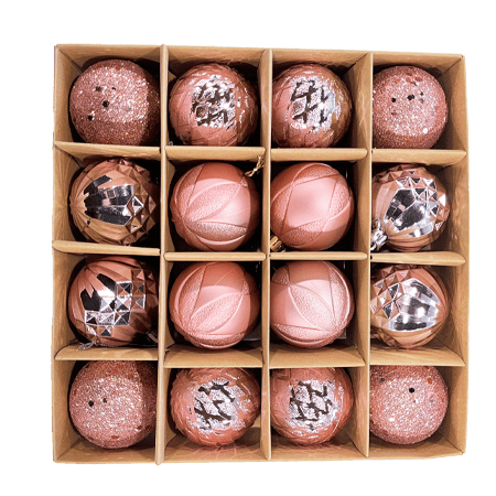 Winter Decorations Glittery Tree Ornaments Pink 16 Balls