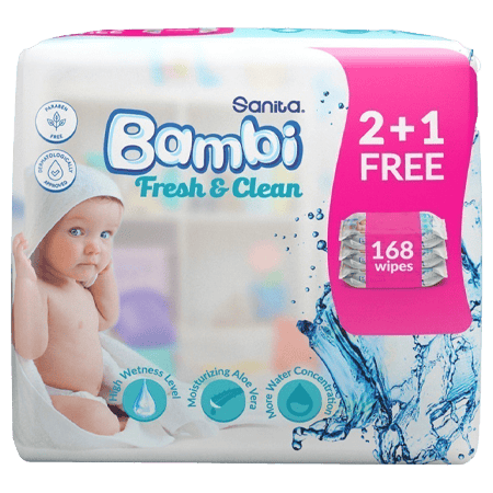 Bambi Baby Wipes Gentle Touch 56 Tissue (2+1)