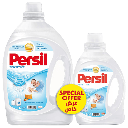 Persil Sensitive & Baby Liquid Laundry Detergent With A Mild Fregnance 3L+ 1L