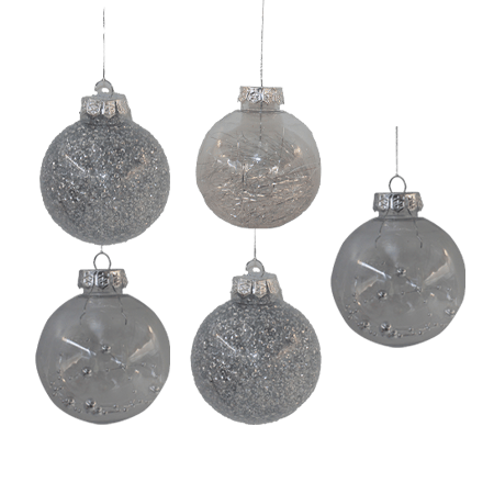 5PCs Tree Decoration Silver Ball 8CM 