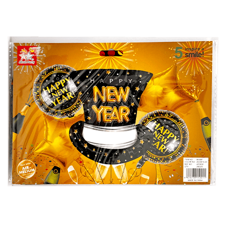 Happy New Year Star & Hat Balloons (5 pieces)