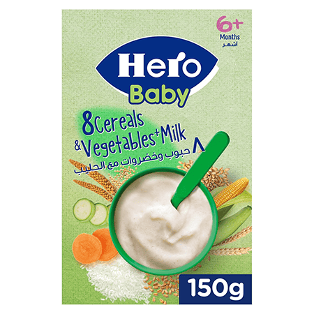 Hero Baby 8 Cereals & Vegetables + Milk, 150g