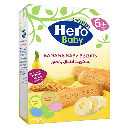 Hero Baby Teething Biscuits, Banana, 180g