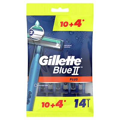 Gillette Disposable Razor Blue II Plus Promo Pack 10 pcs + 4 pcs Free