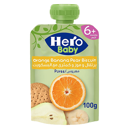 Hero Baby Pouch, Orange Banana Pear Biscuit, 100g