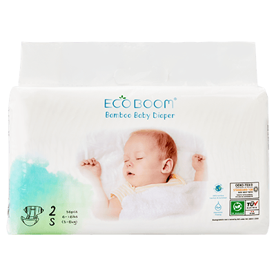 Eco Boom Diapers Baby Bamboo Viscose Diapers Eco-Friendly Natural Soft Disposable Nappies For Infant Size 2 S Suitable For 3-8  kg 36 Count