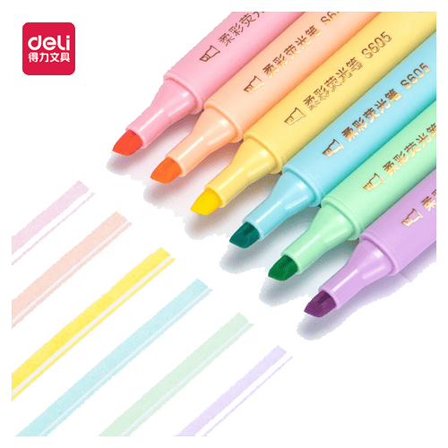 Deli 6-Color Highlighter Pens, Triangle Tip
