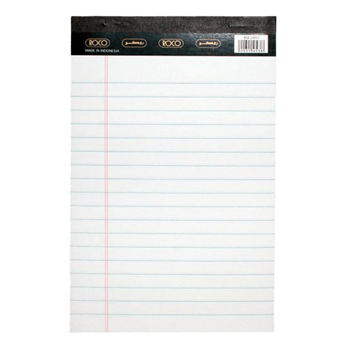 Roco Standard Writing Pad, A5, 80 Pages (40 Sheets), Lined, White