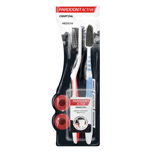 Parodont Toothbrush Active Charcoal  medium Bristles  2 in 1