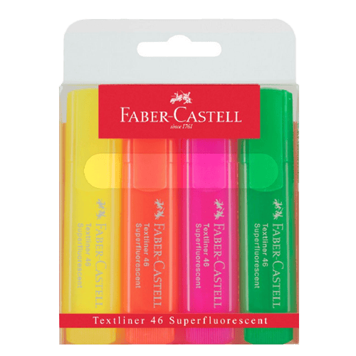 Faber Castell Textliner 46 Superfluor Pastel Wallet Of 4