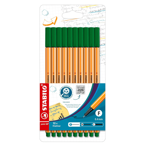 Stabilo Point 88 Green Pack Of 10
