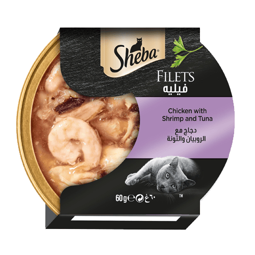Sheba Cat Food Chicken with Shrimp & Tuna Filets 60g Dome