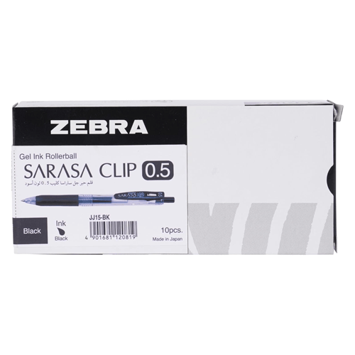 Zebra Sarasa Clip Pen 0.5 Mm, Black Pack Of 10