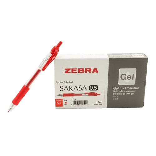 Zebra Sarasa Clip Pen 0.5 Mm, Red Pack Of 10