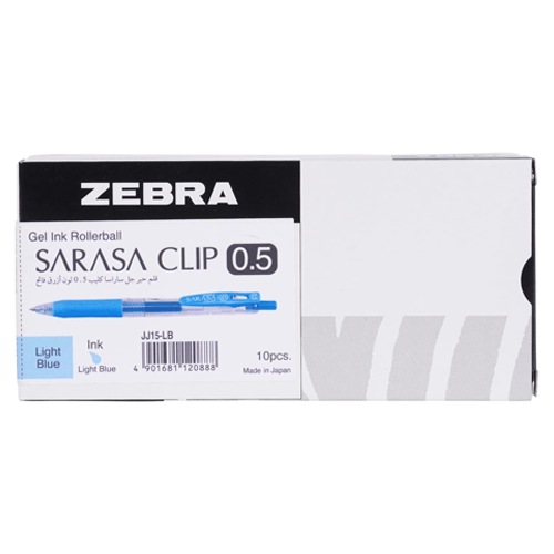 Zebra Sarasa Clip Pen 0.5 Mm, Light Blue Pack Of 10
