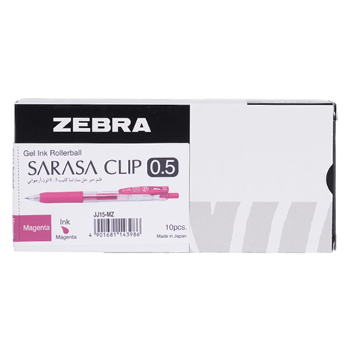 Zebra Sarasa Clip Pen 0.5 Mm, Magenta Pack Of 10