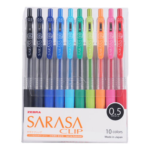 Zebra Sarasa Clip 0.5Mm Card Of 10 Colors