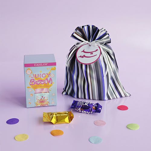 Eid Lip Care Gift & Assorted Candies-Grey