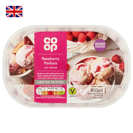 Co Op Raspberry Pavlova Ice Cream 900Ml