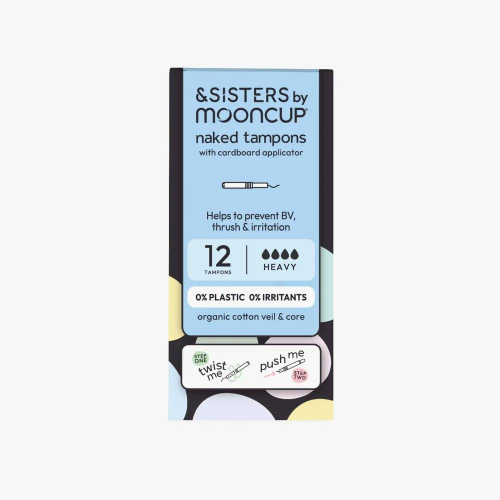 &Sisters Organic cotton plastic free tampons, Heavy 12 Pack