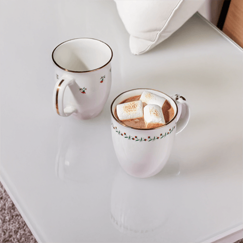 Poinsettia Lights Mugs - 2 Pieces