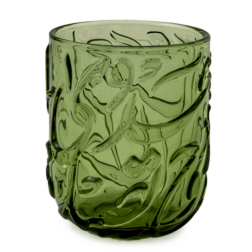 Embosssed Glass Green Set of 6