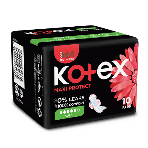 Kotex Maxi Protect Thick Sanitary Pads for Medium to Heavy Flow Days 10 Pads