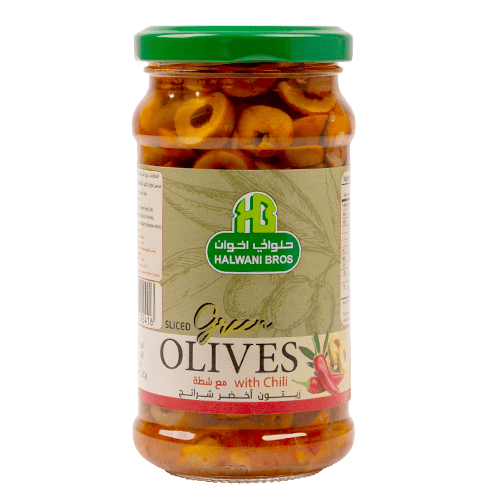 Mukhtarat Sliced Green Olives with Chili in Brine 240 g