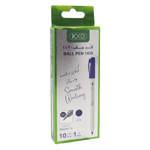 Roco 1430 Dry Ink Pen, Blue Ink Color, 1 Mm, Ballpoint, 10 Pieces