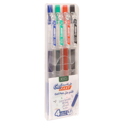 Roco Basic Gel Ink Pen, Assorted Colors, 0.7 Mm, Ballpoint;Nib Tip, 4 Pens
